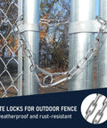 Heavy Duty Outdoor Gate Chain With Hooks For Fences And Gates, rustproof stainless steel latch chain, installed on fence.