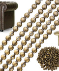 Pro Grade Upholstery Tack Strip Featuring No Sweat Install Heavy Duty Brass Nailhead Trim With Antique Rivets For Sofa Couch Reupholstering And Diy Home Upgrade with brass strips, rivets, and sofa.