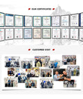 Display of certificates and customer visit photos related to Heavy Duty Disposable Paper Cup Forming Machine With Large Hopper For High Volume Beverage Factories Bakeries And Dessert Shops Needing A Straight Up Consistent Cup Supply.