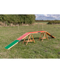 Agility Dog Walk Ramp With Color Coded Contact Zones for safe training outdoors, made of weatherproof pine with non-slip coating