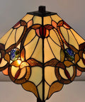 Stained Glass Table Lamp With A Vintage Banker Mission Vibe, 23.5 Inch Tall, Tan Brown Red Glass Shade, Handmade Gift
