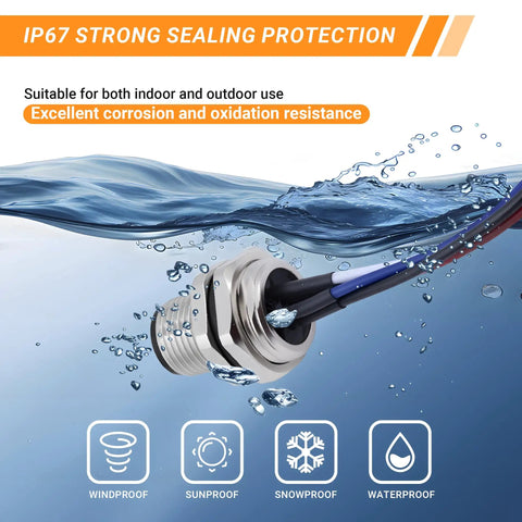 M12 4 Pin Aviation Connector Cable 0.2m Waterproof IP67 submerged in water showing sealing protection