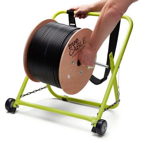 Industrial Wire And Cable Caddy With Wheels And Pull Strap Heavy Duty Steel Dispenser For Reels Up To 20 Inch Diameter And 100 Pound Capacity Built