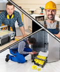 18 Inch Cantilever Tool Box Organizer With Removable Trays Portable Plastic Case shown with workers using it for home repairs and maintenance
