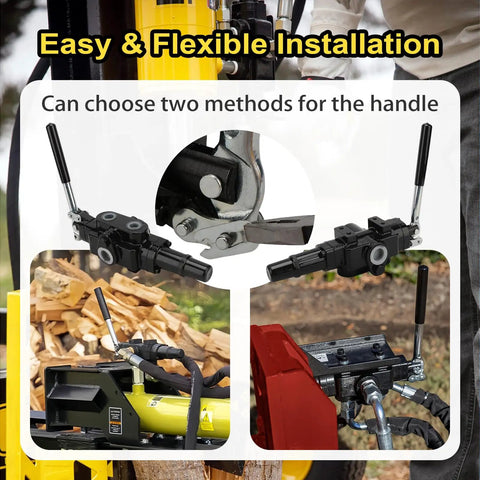 Heavy Duty Hydraulic Log Splitter Directional Control Valve With Joystick 25 GPM 3626 PSI Loader for Log Splitters Installed