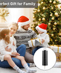 Dope Battery Operated Wind Spinner Motor With Free Stainless Steel Swivel Hook For Outdoor Garden Decor Black Disco Ball Hanging Display Compact 5.5 Inch Length Easy Hang And Spin Battery Not Included. Black 5.5-inch wind spinner motor with swivel hook shown with family Christmas decor.