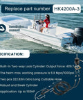 150HP Hydraulic Outboard Steering Kit For Boats Marine System with Single Station Use, showing parts and application on boat