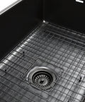 Matte Black 27 Inch By 15 Inch Kitchen Sink Bottom Grid for Single Bowl Sinks with 7 Gauge Stainless Steel, Rubber Feet