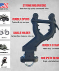 Single ATV Gun And Bow Rack For Handlebar Mounts, showing rubber spurs, single holder, and nylon core details.