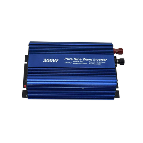 Blue Pure Sine Wave Power Inverter 12V DC To 120V AC 300W With Dual 110V Outlets And USB 5V 2A Handy Car And RV Power Adapter