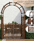 Heavy Duty Wooden Garden Arbor With Gate Trellis For Ceremony And Wedding Decor Garden Arch Pergola For Plant Climbing