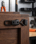 Premium Heavy Duty Black Toggle Latch Clamps For Toolboxes And Metal Cabinets With Quick Release Adjustable Fit And 220 Lbs Holding Capacity Made From Reinforced Iron on wooden cabinet.