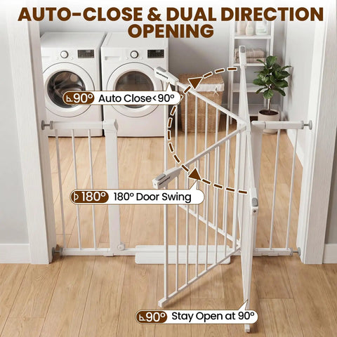 Extra Wide Baby Gate For Stairs And Doorways 29.7 To 46 Inch Adjustable Pressure Mounted Walk Through Pet Gate in kitchen