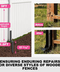 Heavy Duty Fence Post Repair Kit For 4X4 And 6X6 Wood Posts Thick 11 Gauge Steel Anchor Stake Galvanized For Durability Quick Stabilization