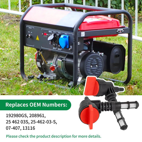 Portable generator with Fuel Shut Off Valve Kit For Briggs And Stratton Craftsman Generators and grommets, valves in foreground