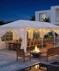 10x30 Ft Party Tent Outdoor Canopy for Backyard Bash Parties with 8 Removable Sidewalls Waterproof for Weddings BBQs at night