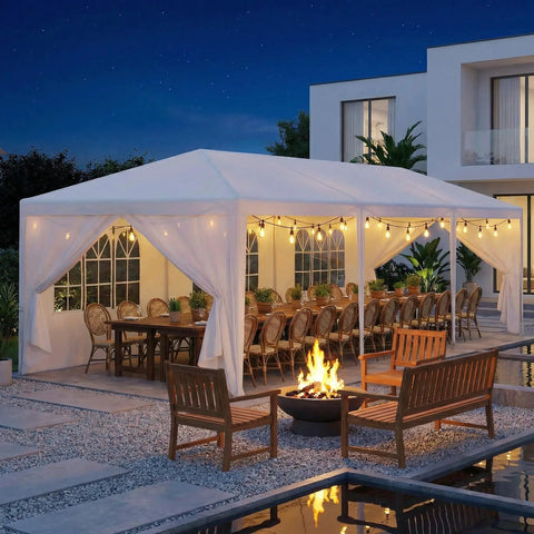 10x30 Ft Party Tent Outdoor Canopy For Backyard Bash Parties With 8 Removable Sidewalls Waterproof For Weddings BBQs And Events Heavy Duty Alloy Frame