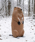 Real Wild 3D Groundhog Archery Target for Realistic Hunting Practice shown outdoors in snow, self-healing foam, life-size