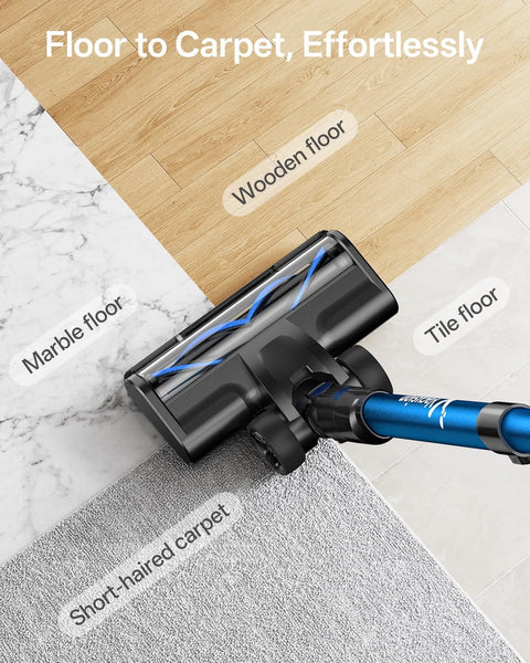 8 In 1 Cordless Stick Vacuum With 3 Suction Modes Up To 45 Minutes Runtime cleaning multiple floor types in a home setting