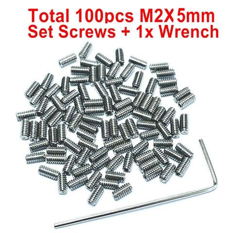 M2 X 5mm Set Screws Stainless Steel 304 Hex Socket Allen Head With 0.9mm Allen Wrench Included 100 Pcs Built Tough