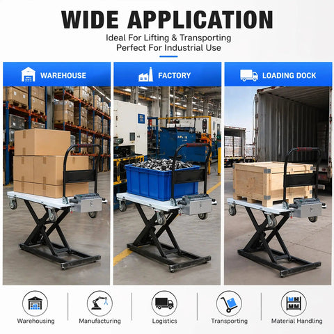 Electric Hydraulic Lift Table Cart Featuring Smooth Gliding Rails And One Touch Power Raise For No Sweat Material Handling Up To 660 Pounds On A Heavy Duty Workhorse Frame
