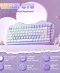 Top Tier Wireless Mechanical Keyboard With Dope Dessert Vibe And Compact 75 Percent Layout Featuring Hot Swap Switches Premium Pbt Keycaps And Butter Smooth Milk Springs For Chill Typing Sessions Or Epic Gaming Runs, showcasing a cute cake design and vibrant RGB lighting.