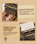 Typewriter 3D Wooden Puzzle Kit For Adults Mechanical Model Build No Batteries Gears Spin Typebars Swinging Knobs See Inside Vintage Black Style Desk Display Gift That Slaps, black wooden typewriter kit with hands typing and paper loaded