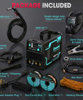 145 Amp 4 In 1 MIG Welder Dual Voltage 110V 220V Gas And Gasless Flux Core MIG Stick And Lift TIG with accessories package.