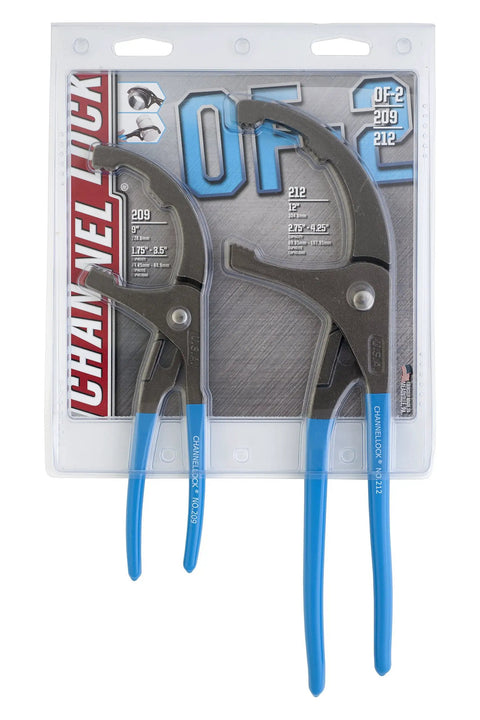 Heavy Duty Oil Filter And PVC Pliers Set With 9 Inch And 12 Inch Pliers Made In USA Forged High Carbon Steel Safe Stop Grip Permalock