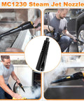 Heavy Duty Steam Jet Nozzle Straight Up Perfect Replacement For McCulloch Models Mc1230 Mc1270 Mc1350 Mc1375 Mc1385 Steam Cleaners in use on various surfaces.