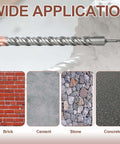 Side view of 1-1/8 in SDS-Plus masonry drill bit, 11 in long, copper-tipped carbide tip.