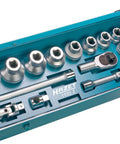 17 Piece Socket Set With 1 Inch Drive 32-80mm, 12 Point Sockets, Blue Sheet Metal Case, German Made Quality
