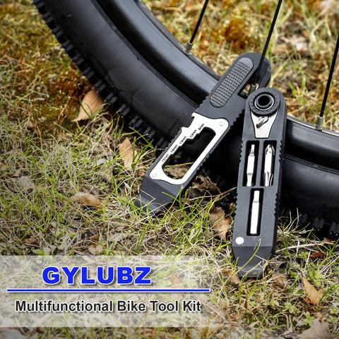 All In One 14 In 1 Bike Multitool With Tire Levers Mini Ratchet Wrench Cone Wrenches And File Blade near bicycle tire
