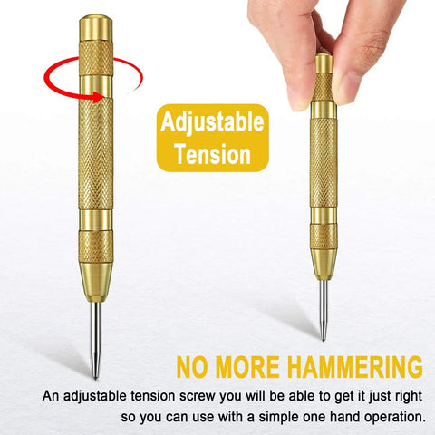 Solid Precision With This Hella Tough Tungsten Carbide Scriber And Automatic Spring Loaded Center Punch Set featuring adjustable tension mechanism.