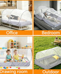 Foldable Mosquito Net Tent For Bed And Travel, Pop Up Portable Bug Net With Large Side Zipper in various settings