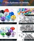 Colorful glass and metal components for 513 Piece DIY Beaded Garden Stakes And Fairy Wand Craft Kit With Sparkling Crystal Accents.