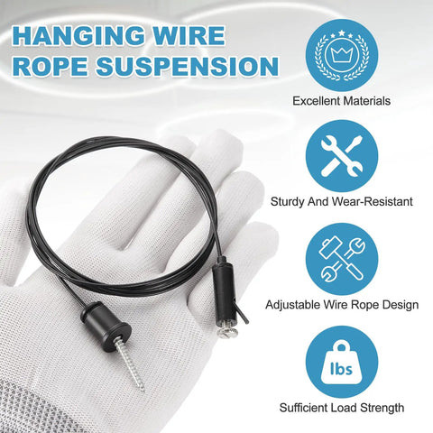 Durable Ceiling Hanging Wire Cable Kit For Pendant Chandeliers And LED Panels 6.6 Foot Adjustable Suspension Rope