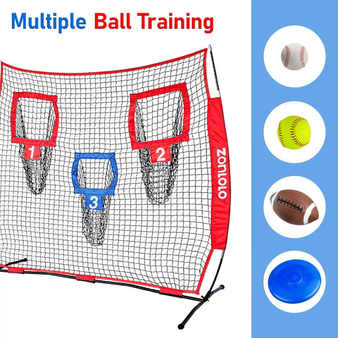 6 By 6 Foot Football Training Net With Three Target Pockets, Portable QB Throwing Practice Gear With Carry Bag For Backyard And Field, Great For Kids To Build Throwing Accuracy And Precision.
