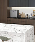Sick Silver Mini Freezer With 1.1 Cu Ft Storage Capacity Featuring Reversible Door in modern kitchen setting.