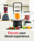 90 Oz WildSide Replacement Blender Jar For Commercial Use, Five Sided Wide Base Design, shown with various blend ingredients