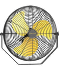Heavy Duty 18 Inch Industrial Wall Fan With 4800 CFM Airflow, metal cage, yellow blades, wall mount design