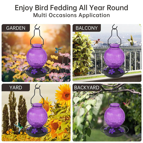 Outdoor Hummingbird Feeder With Perch And Five Flower Feeding Ports 23 Oz Nectar Feeder for garden, balcony, yard, backyard use