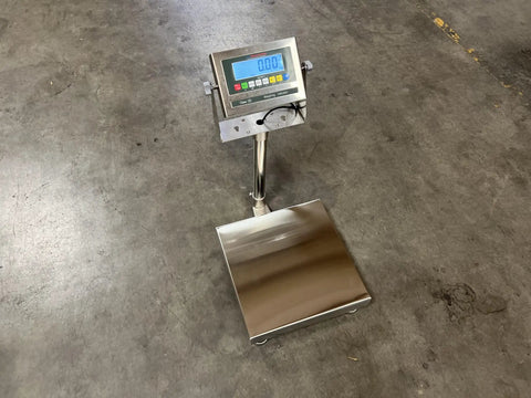 Straight Up 16 By 20 Inch Floor Scale With No Sweat Waterproof Washdown Deck NTEP Legal For Trade Certified 400 Pound Capacity with display