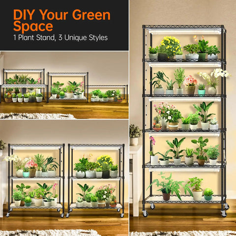 Straight Up Sweet Diy Plant Stand With Built In Led Grow Light Adjustable Wire Shelving For Custom Layering And Kickin Fresh Indoor Garden Organization Setup
