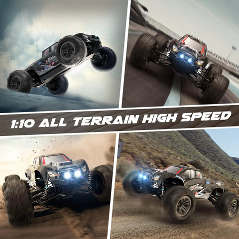 1 To 10 Scale RC Monster Truck With 4x4 All Terrain Off Road Wheels Waterproof Electric RC Car With LED Lights 48 KMH Top Speed
