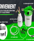 2L Vacuum Brake Bleeder Kit For One Person Operation, DIY Ready Pneumatic Bleeder Tool With Refill Bottle and hoses displayed