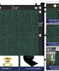 Close-up of green Privacy Fence Screen 6x50 Feet Heavy Duty Mesh with grommets and black edging for outdoor privacy.