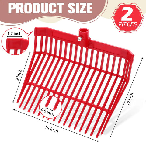 Replacement 18 Tine Manure Fork Head Set With Screws And Nuts Red Pitchfork Head For Horse Manure Grass And Hay Cleanup