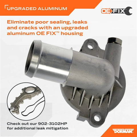 Patented Aluminum Thermostat Housing Assembly With Thermostat For Select Chrysler And Dodge Models with OE Fix Housing