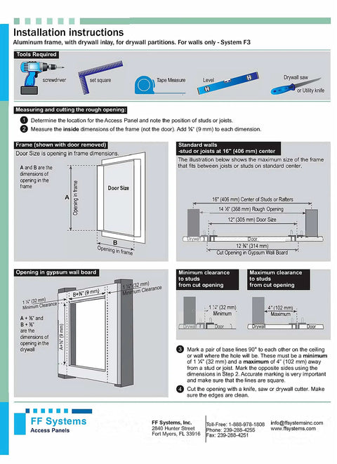 Installation instructions for Hella Durable 8X8 Removable Wall Access Panel Tile Ready Flush Mount Drywall Inlay Hidden Utility Cover.